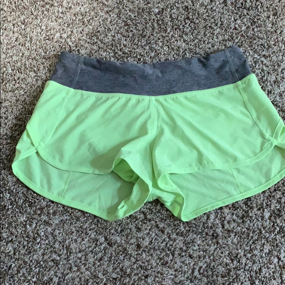 Lime and gray lululemon speed shorts size 4